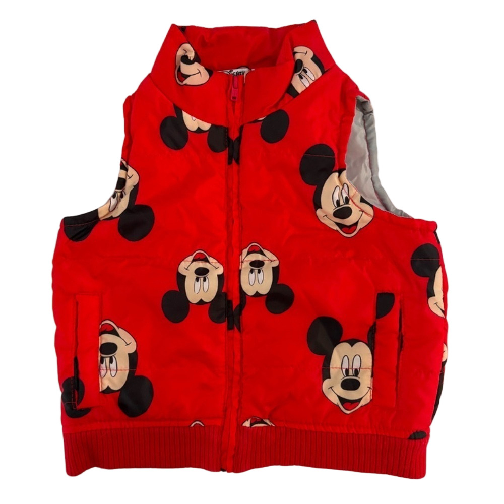 Vintage Kids Disney Y2K Red Mickey Mouse Puffer Vest Size 2-3T